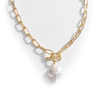 Load image into Gallery viewer, Gold Link Chain pearl Necklace
