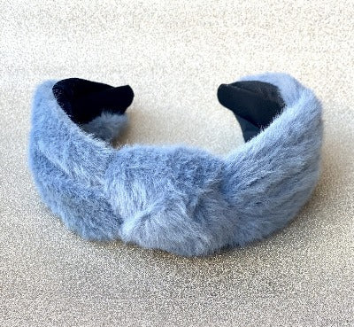 Bright winter Fur Headband - Blue