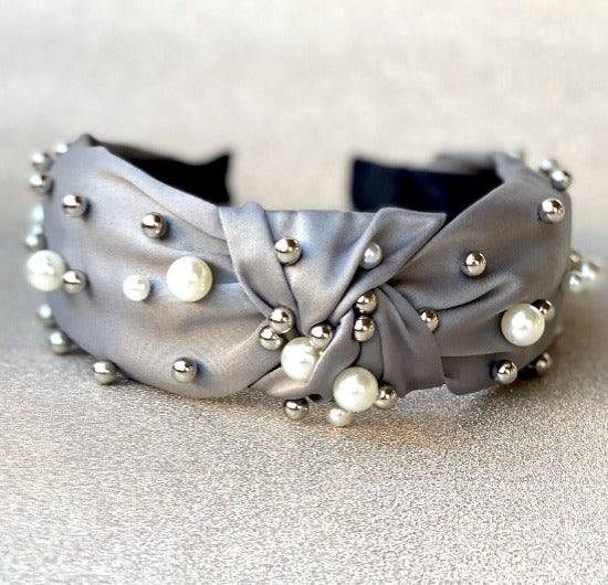 Glamour Pearls HeadBand - Gray-Silver