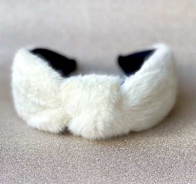 Bright winter Fur Headband - White