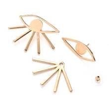 Load image into Gallery viewer, Geometric Evil Eye back lushes Earring Gold
